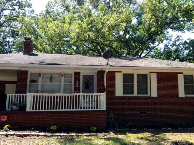 Front of house with painted porch